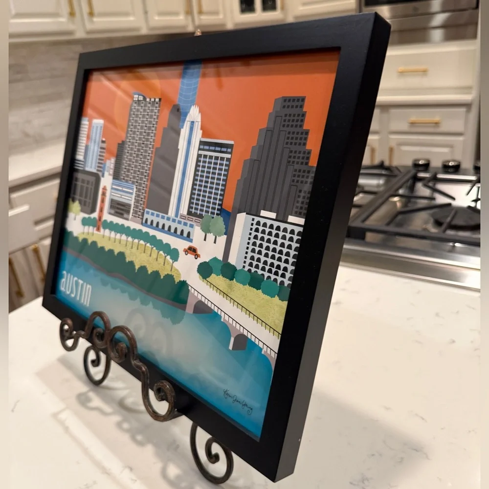 Austin Texas Horizontal Skyline Cityscape Framed Art Print by Karen Young